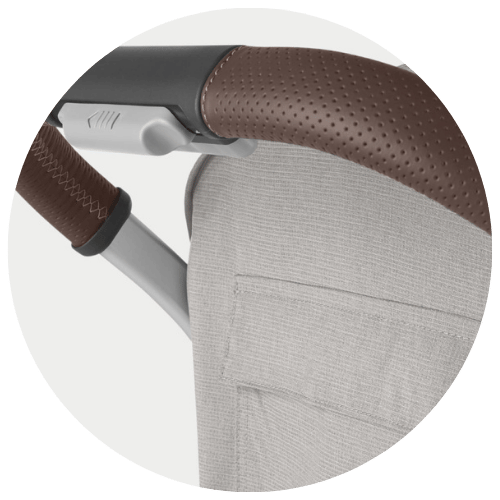 detalle de la calidad y materiales premium de los cochecitos de beb&eacute; uppababy